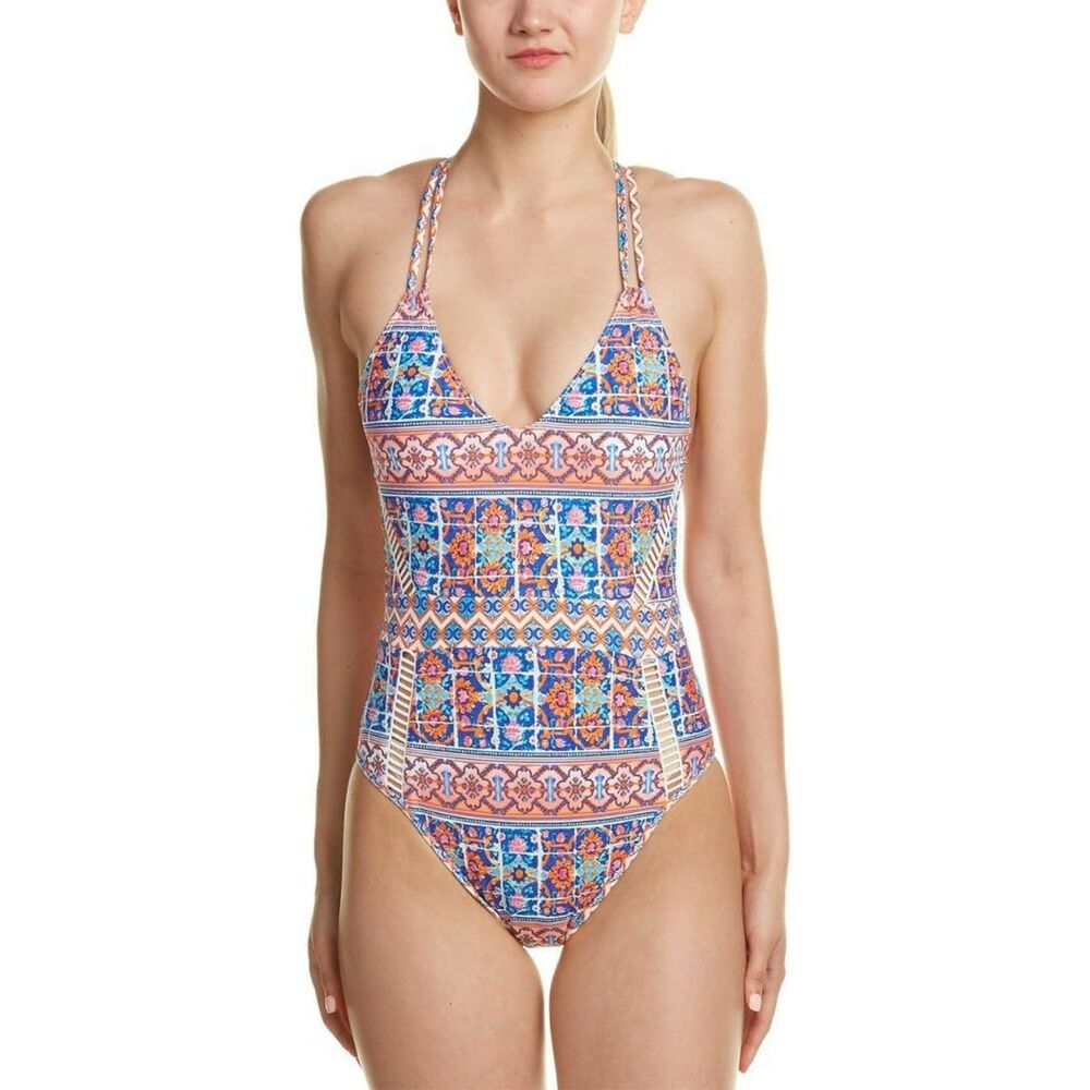 La Blanca Women's Corsica Tile Lingerie One Piece Swimsuit Size 14